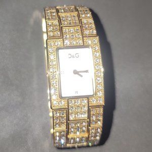 Dolce & Gabbana Time Collection Golden Watch with Swarovski Crystals